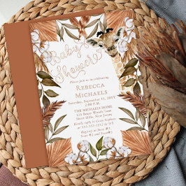 かわいいキリンBOHO乾燥した草赤ちゃんシャワー箔 箔招待状