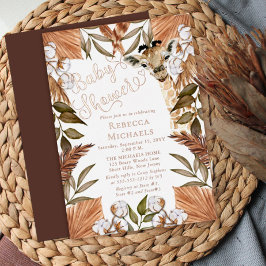 かわいいキリンBOHO乾燥した草赤ちゃんシャワー箔I 箔招待状