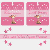 かわいいキリンshhhの名前を追加して眠っているピンク メタルオーナメント