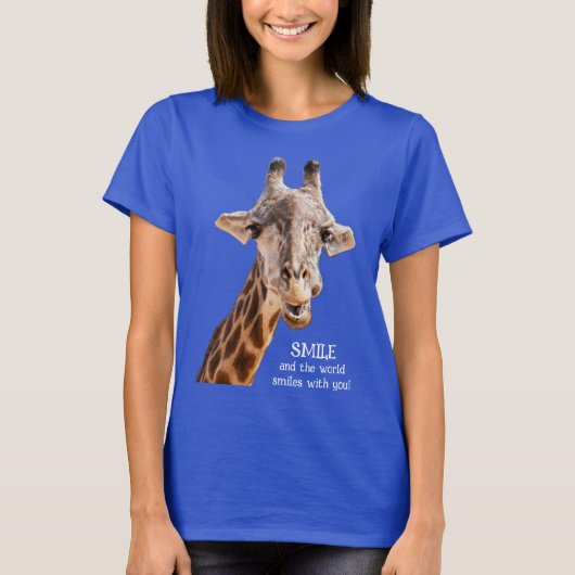 かわいいキリンSMILEモダンな面白い名言 Tシャツ (正面)
