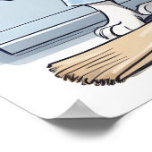 かわいいキングチャールズスパニエル犬パジャマで洗濯 ポスター (角)