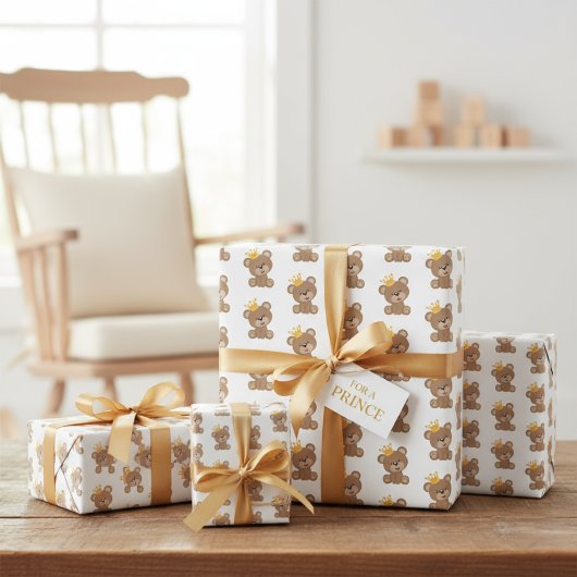 かわいいキングテディベア包装紙シート ラッピングペーパーシート