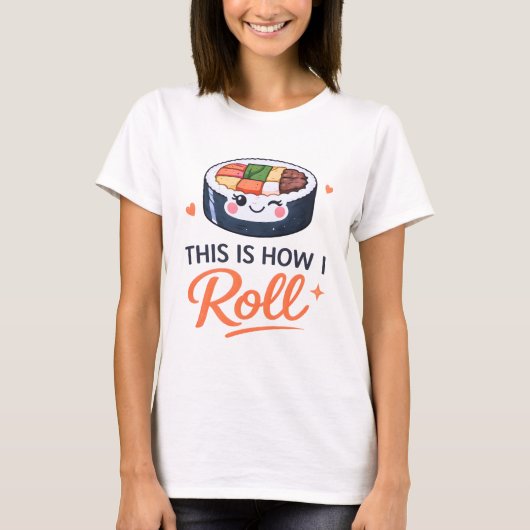 かわいいキンパ コリアン+フード+ラバー おにぎり Tシャツ (正面)