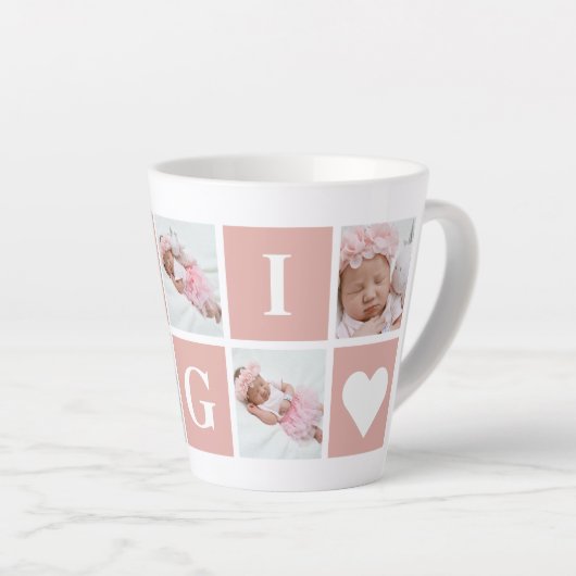 かわいいギギ祖母5フォトコラージュ カフェラテマグ (右アングル)