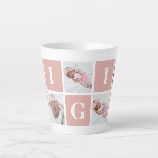 かわいいギギ祖母5フォトコラージュ カフェラテマグ (正面)