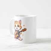 かわいいギターの弾き語りをする子猫 コーヒーマグカップ (正面左)