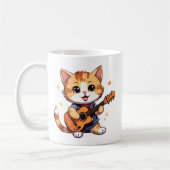 かわいいギターの弾き語りをする子猫 コーヒーマグカップ (左)
