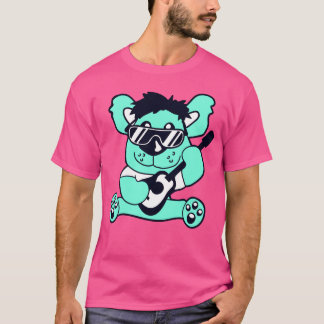 かわいいギターを弾くテディベア Tシャツ