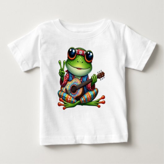 かわいいギターカエル ベビーTシャツ (正面)