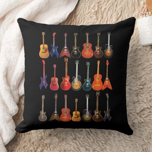 かわいいギターロックアンドロールミュージカル楽器ギフト クッション (ブランケット)