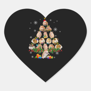 . .かわいいギニアハムスターのクリスマスツリー愛好家 ハートシール