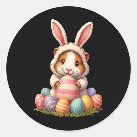 かわいいギニアピグバニーイースターギニアピグイースト ラウンドシール (正面)