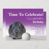 かわいいギニア豚バレーボールカスタム誕生日パーティー 招待状 (正面/裏面)