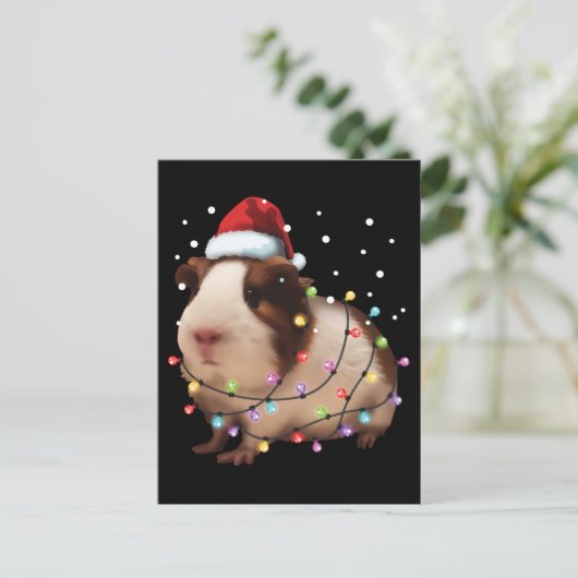 かわいいギニア豚、豚の恋人おもしろいクリスマスホリデーギフト ポストカード (スタンド正面)
