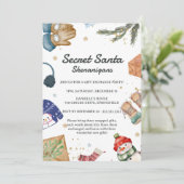 かわいいギフト交換おもしろいクリスマスシークレットサンタ 招待状 (スタンド正面)