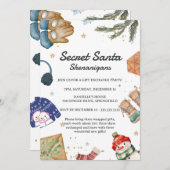 かわいいギフト交換おもしろいクリスマスシークレットサンタ 招待状 (正面/裏面)