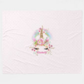 かわいいギフト孫娘ユニコーン フリースブランケット (正面(横))