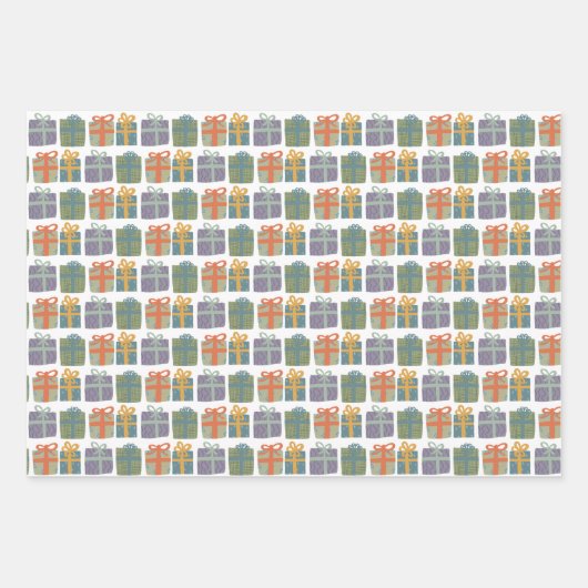 かわいいギフト手描きクリスマスホリデーセット ラッピングペーパーシート (正面2)