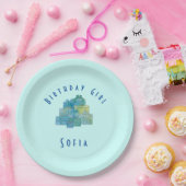 かわいいギフト誕生日ガールブルーグリーン ペーパープレート (パーティー)