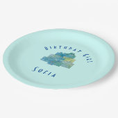 かわいいギフト誕生日ガールブルーグリーン ペーパープレート (アングル)