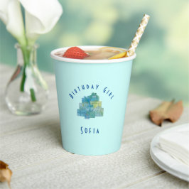 かわいいギフト誕生日ガールブルーグリーン 紙コップ