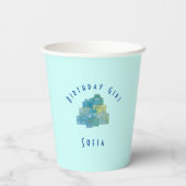 かわいいギフト誕生日ガールブルーグリーン 紙コップ (裏面)