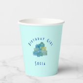 かわいいギフト誕生日ガールブルーグリーン 紙コップ (正面)