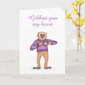 かわいいギボンバレンタインデーのカード カード (黄色い花)