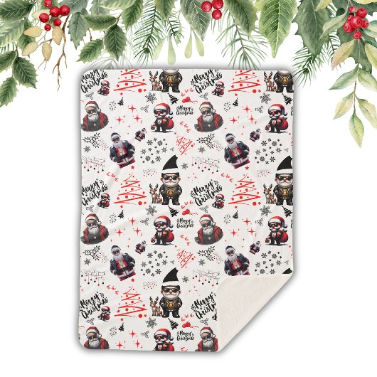 かわいいギャングのサンタメリークリスマスを白に | シェルパブランケット