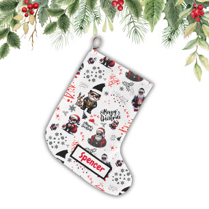 かわいいギャングのサンタメリークリスマスを白に ラージクリスマスストッキング