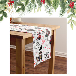 かわいいギャングのサンタメリークリスマスを白に | ロングテーブルランナー