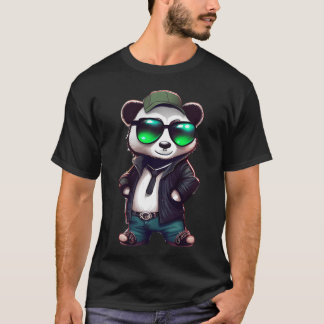 かわいいギャングスターコミックパンダの服がおもしろい Tシャツ