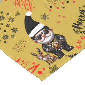 かわいいギャングスターサンタメリークリスマス金ゴールド | ロングテーブルランナー (コーナー)
