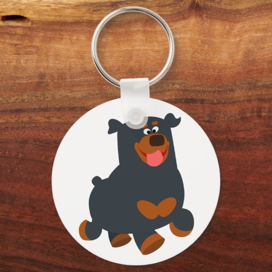 かわいいギャンボリングカートゥーンロットワイラーキーチェーン キーホルダー (正面)