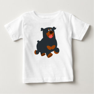 かわいいギャンボリングカートゥーンロットワイラーベビーTシャツ ベビーTシャツ
