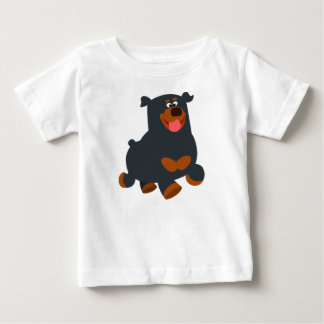 かわいいギャンボリングカートゥーンロットワイラーベビーTシャツ ベビーTシャツ
