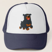 かわいいギャンボリングカートゥーンロットワイラー帽子 キャップ (正面)