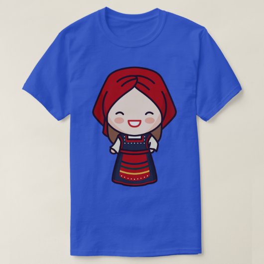 かわいいギリシャの女の子のド伝統的レス Tシャツ (デザイン正面)