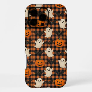 かわいいギンガムハロウィーン幽霊カボチャこうもり iPhone 16 PRO MAXケース