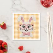 かわいいギンガムバニー ピンクハート眼鏡  スタンダードカクテルナプキン (インサイチュ)