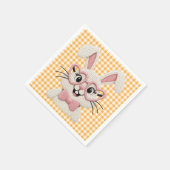 かわいいギンガムバニー ピンクハート眼鏡  スタンダードカクテルナプキン (角)