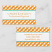 かわいいギンガムビジネス連絡やカード 名刺 (正面/裏面)