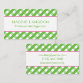 かわいいギンガムビジネス連絡やカード 名刺 (正面/裏面)