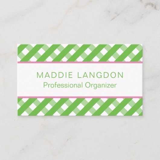 かわいいギンガムビジネス連絡やカード 名刺 (正面)