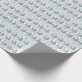 かわいいギンガムピンクのクリスマスくるみクラッカー ラッピングペーパー (角)