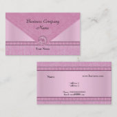 かわいいギンガムピンク白チェックボタン 名刺 (正面/裏面)