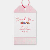 かわいいギンガムブランチブライダルシャワーピンクサンキュー ギフトタグ (正面)