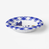 かわいいギンガムブルーフィッシュ&バルーン1歳 ペーパーボウル (傾斜あり)