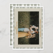 かわいいギンガムプレイドカスタム写真クリスマスカード シーズンカード (正面/裏面)