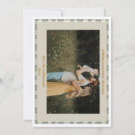 かわいいギンガムプレイドカスタム写真クリスマスカード シーズンカード